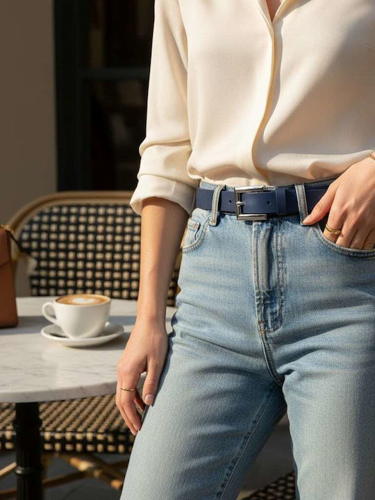 Leather Women's Belt Blue