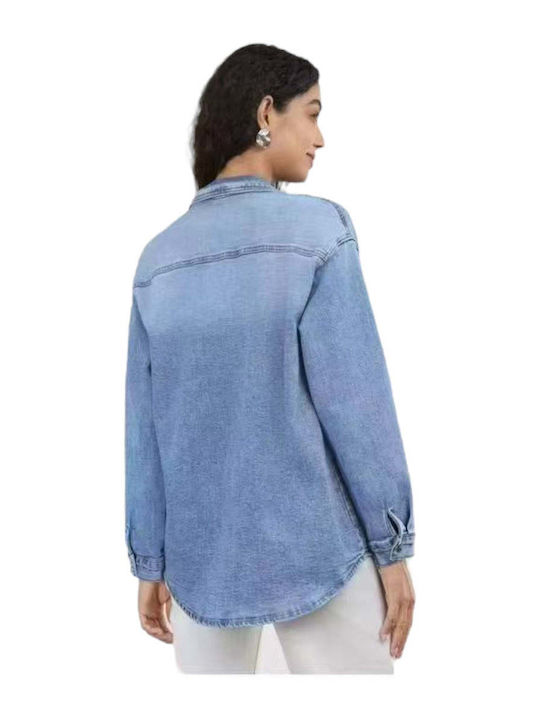 Long Women's Jean Jacket Blue
