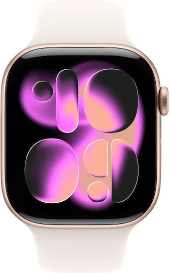 Apple Watch Series 11 Cellular Aluminum 42mm Waterproof with eSIM and Heart Rate Monitor Rose Gold Aluminum Case with Light Blush Sport Band M/L