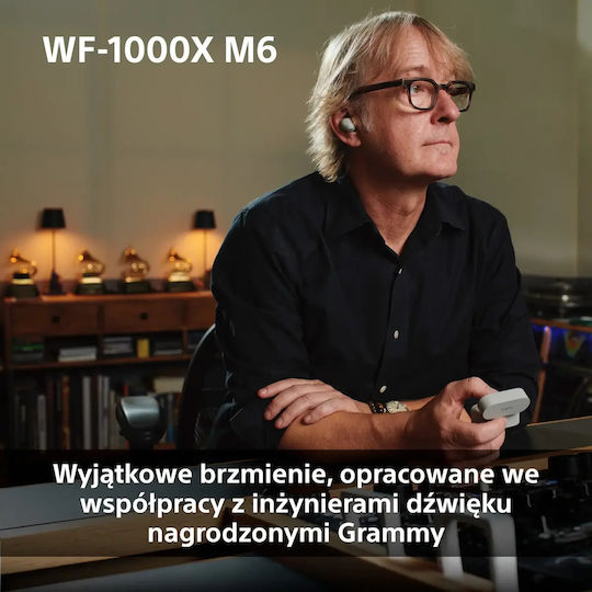 Sony WF-1000XM6 In-ear Casti Bluetooth Handsfree cu Rezistență la Transpirație și Husă de Încărcare Platinum Silver