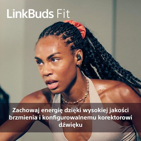 Sony LinkBuds Fit Bluetooth Handsfree Ακουστικά με Αντοχή στον Ιδρώτα και Θήκη Φόρτισης Ροζ