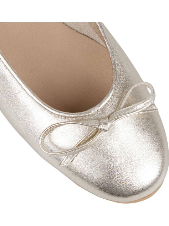 Leather Women's Ballerina Shoes In Gold Colour
