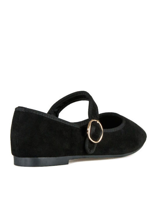 Suede Damen Ballerinas in Schwarz Farbe