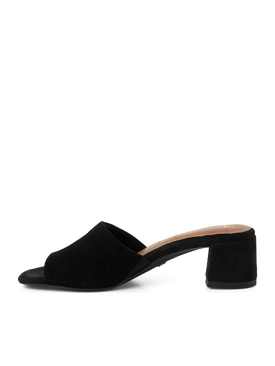 Suede Mules with Low Heel in Black Colour