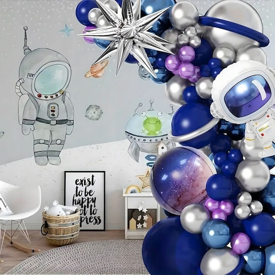 Composition with 108 Blue Astronauts Balloons
