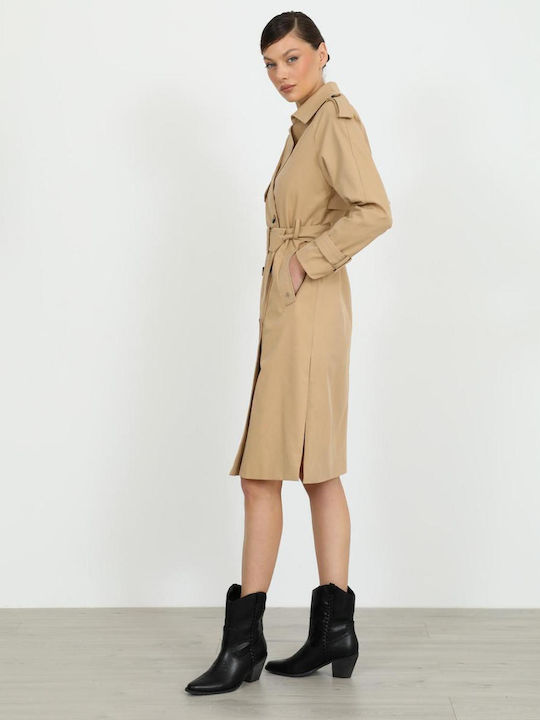 Damenmäntel Kamel Gabardine