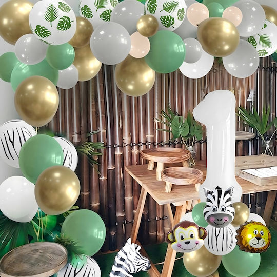 Zusammensetzung mit 52 Luftballons Nummern 1 Grüne