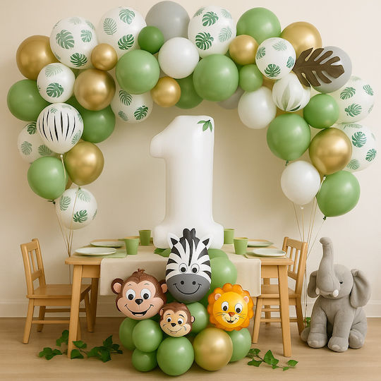 Zusammensetzung mit 52 Luftballons Nummern 1 Grüne