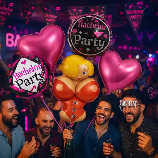 Set 5 Rund Luftballons Folie Mehrfarbig