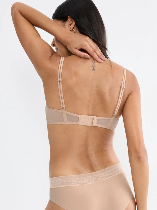 Beige Büstenhalter mit leichter Polsterung ohne Bügel