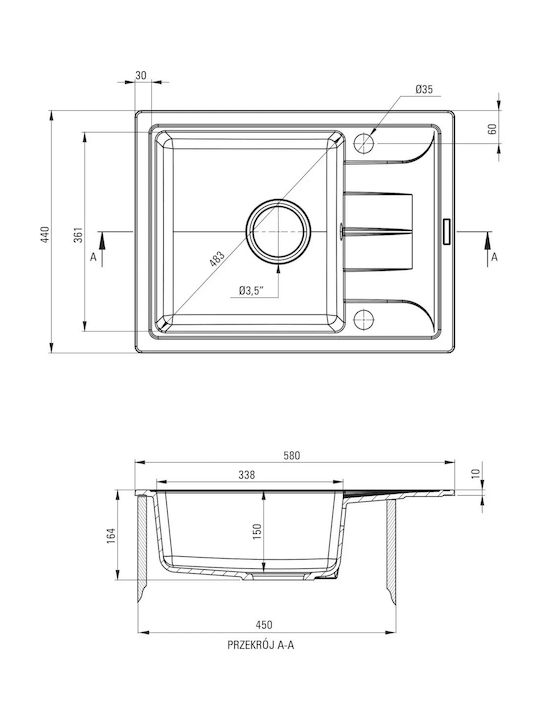 Deante Ένθετος Νεροχύτης Inox Μ58xΠ44cm Γκρι