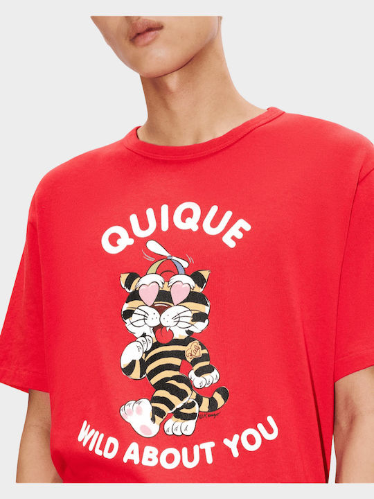 Cartoon Γυναικείο Oversized T-shirt Κόκκινο