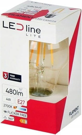 LED line LED Glühbirne 4W für E27 Fassung und Form A60 Warmes Weiß