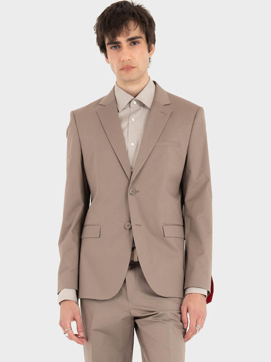 Men’s Suit Jacket with Slim Fit Light Brown