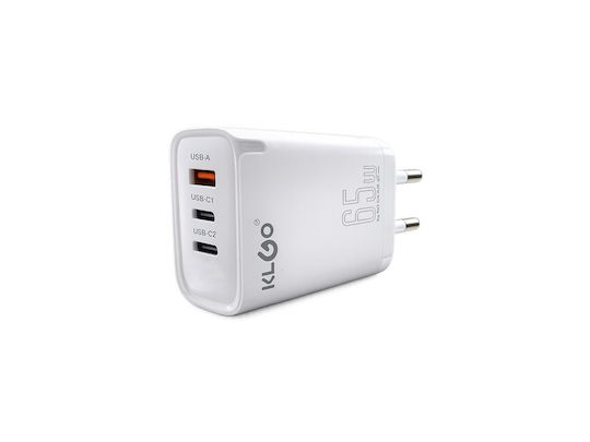 KLGO Φορτιστής Χωρίς Καλώδιο με Θύρα USB-A και 2 Θύρες USB-C 65W Power Delivery / Quick Charge 3.0 Λευκός (PD-71)