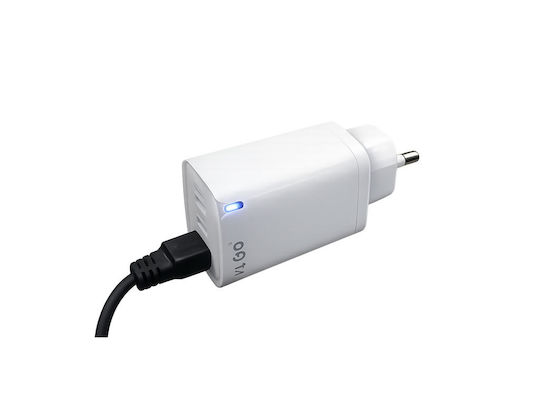 KLGO Φορτιστής Χωρίς Καλώδιο με Θύρα USB-A και 2 Θύρες USB-C 65W Power Delivery / Quick Charge 3.0 Λευκός (PD-71)