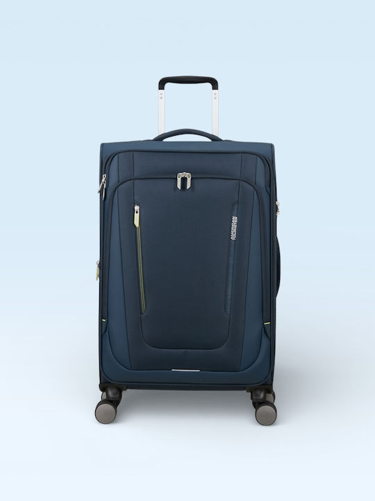 American Tourister Wanderlite Μεσαία Βαλίτσα Ταξιδίου Υφασμάτινη Dark Navy με 4 Ρόδες Ύψους 68εκ.