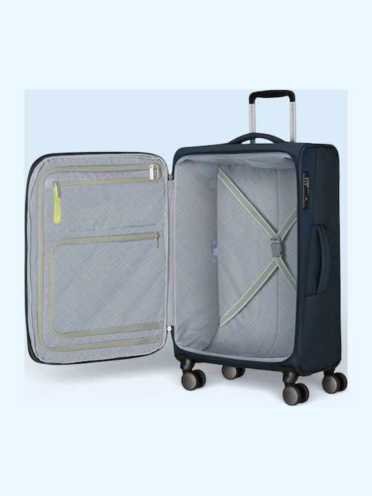 American Tourister Wanderlite Μεσαία Βαλίτσα Ταξιδίου Υφασμάτινη Dark Navy με 4 Ρόδες Ύψους 68εκ.