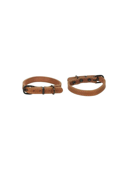 Flamingo Dog Collar Montana Leather Cognac Medium Large 38.5-48.5cm X 25mm