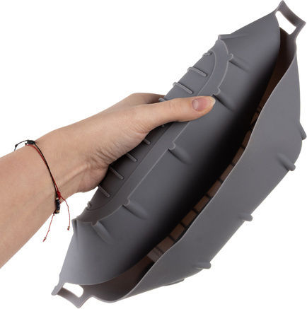 Formă Universală din Silicon pentru Air Fryer Antiaderentă cu 2 Mânere Rezistentă la Temperatură Înaltă 20 X 20 X 6 Cm Gri