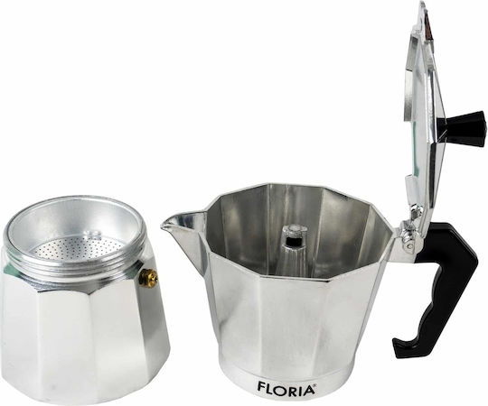 Stovetop Espresso Pot 6 Cups Silver