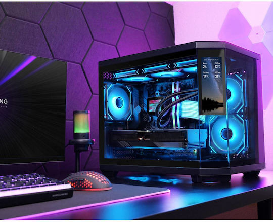 Mars Gaming MC-3TCORELCDM Gaming Midi Tower Κουτί Υπολογιστή με Πλαϊνό Παράθυρο Μαύρο