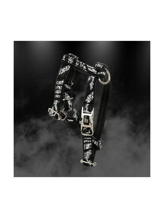 Dog Harness Equilibre Black Zebra Leather Nickel Xs 13mm/neck Circumference 20-30cm Chest Circumference 25-45cm