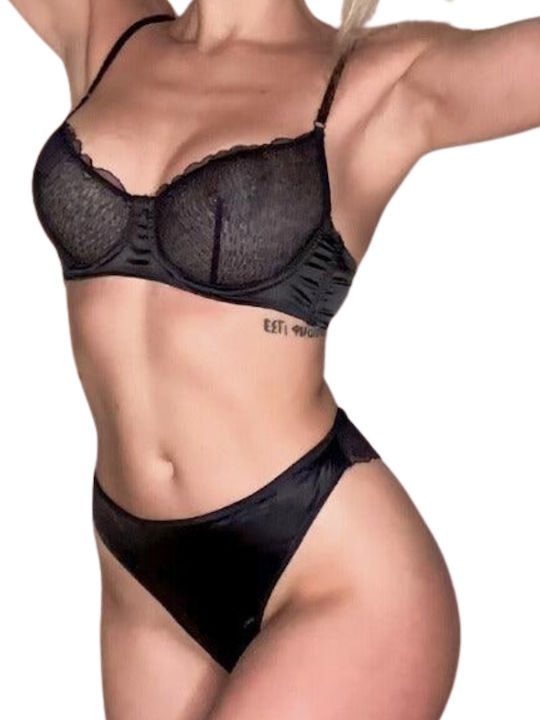 Dyana Underwear Set Bra With Brazil Black