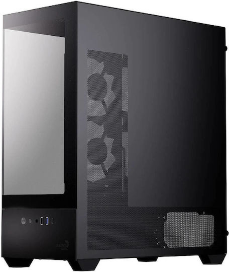 Aerocool P500D Digi-G-BK-v1 Gaming Midi-Turm Computergehäuse mit Seitenfenster Schwarze