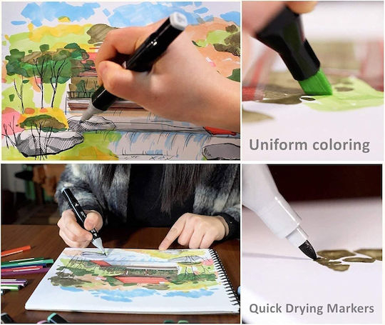 Μαρκαδόροι Σχεδίου Multicolored Σετ 204 χρώματα