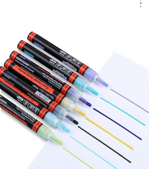 Acrylic Markers Multicolor 2mm Set 12 Pieces