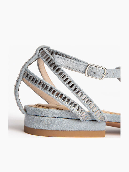 Flache Damen Sandalen Grau