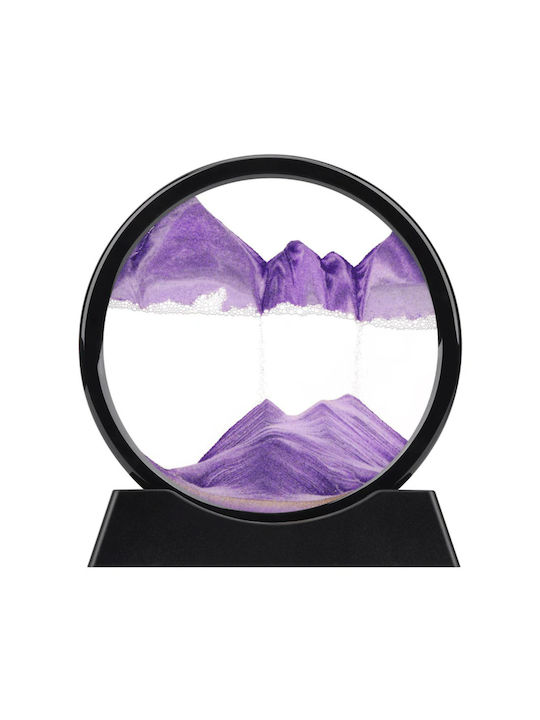 Ornament Decorativ 3D Pentru Masă Stil Clepsidră Cu Nisip Mobil Din Plastic Sticlă 18x19 Cm Mov
