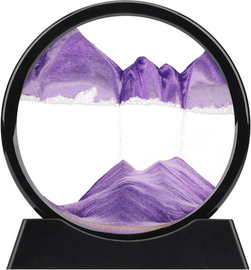 Ornament Decorativ 3D Pentru Masă Stil Clepsidră Cu Nisip Mobil Din Plastic Sticlă 18x19 Cm Mov