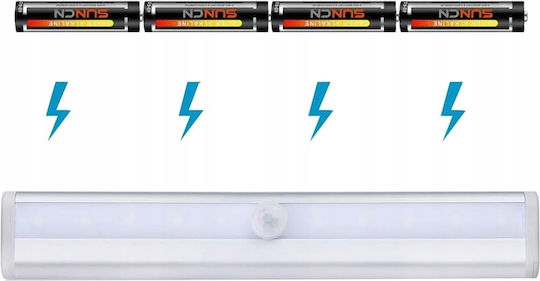 Lampă LED cu Senzor de Mișcare Amurg Lumină Rece Oprire Automată Montare Magnetică Adezivă Alimentată cu Baterii 19 x 3 x 1.5 cm