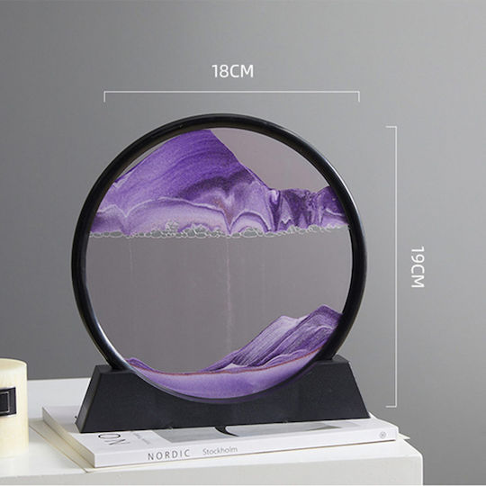 Ornament Decorativ 3D Pentru Masă Stil Clepsidră Cu Nisip Mobil Din Plastic Sticlă 18x19 Cm Mov