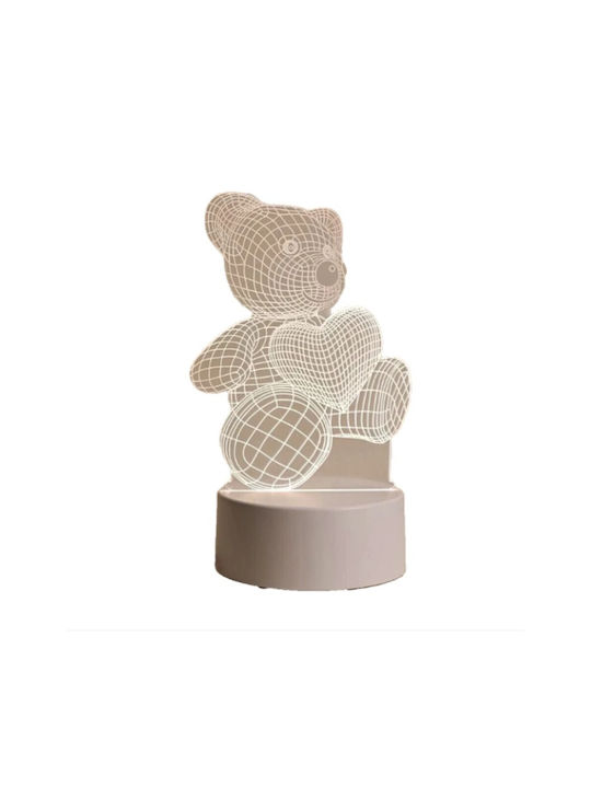 Lampă De Noptieră Led Rgb 3d Urs Inima Alimentată Cu Baterie Usb Lumină Alb Cald 22 X 11 X 8.5 Cm