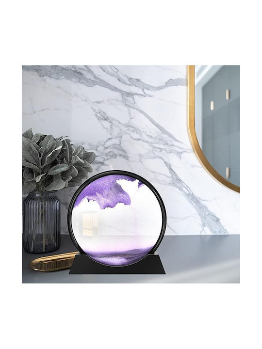 Ornament Decorativ 3D Pentru Masă Stil Clepsidră Cu Nisip Mobil Din Plastic Sticlă 18x19 Cm Mov