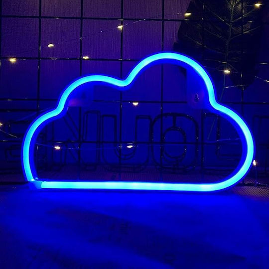 Decorative Led Cloud-shaped Lamp Plastic Built-in Cord 29.5x18.5 Cm Blue