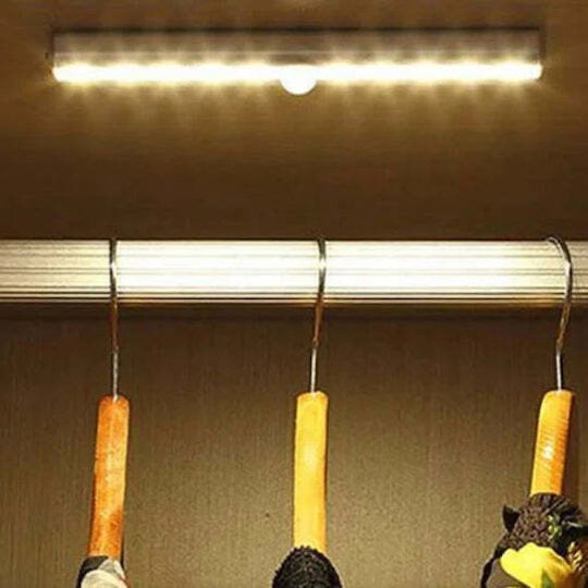 Lampă LED cu Senzor de Mișcare Amurg Lumină Rece Oprire Automată Montare Magnetică Adezivă Alimentată cu Baterii 19 x 3 x 1.5 cm