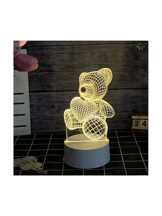 Lampă De Noptieră Led Rgb 3d Urs Inima Alimentată Cu Baterie Usb Lumină Alb Cald 22 X 11 X 8.5 Cm