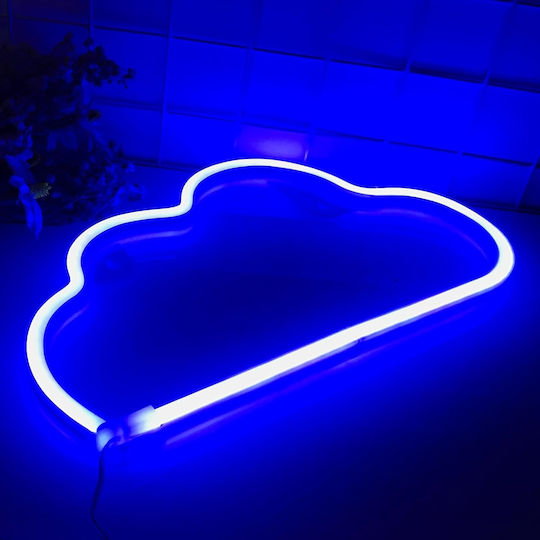 Decorative Led Cloud-shaped Lamp Plastic Built-in Cord 29.5x18.5 Cm Blue
