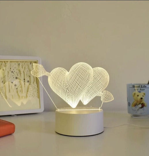 Led Rgb 3d Table Lamp Nightstand Cupid Hearts Battery Usb Powered 17 X 11.3 X 9.5 Cm