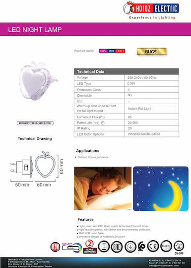 Bugs Night Light Switch 0.3w Z-tools Ext085-001-0003 Bugs Night Light Switch 0.3w Z-tools Ext085-001-0003