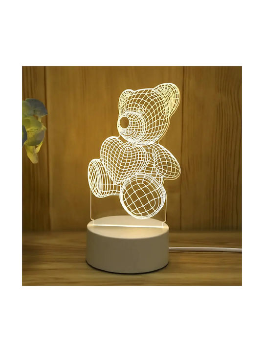 Lampă De Noptieră Led Rgb 3d Urs Inima Alimentată Cu Baterie Usb Lumină Alb Cald 22 X 11 X 8.5 Cm