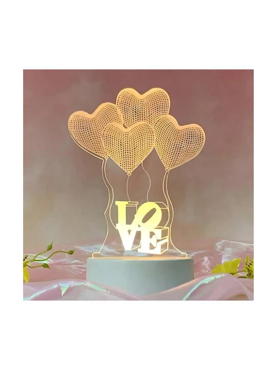 Lampă De Masă Led Rgb 3d Inima Albă Pentru Noptieră Alimentată Cu Baterie Usb 17 X 11.3 X 9.5 Cm