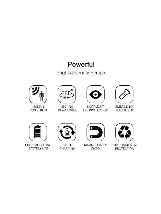 Lampă De Perete Led Senzor De Mișcare Montare Magnetică Încărcare Usb Baterie Reîncărcabilă Lumină Alb Rece Plastic Diametru 8.5 Cm Albă