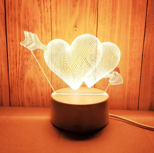 Led Rgb 3d Table Lamp Nightstand Cupid Hearts Battery Usb Powered 17 X 11.3 X 9.5 Cm