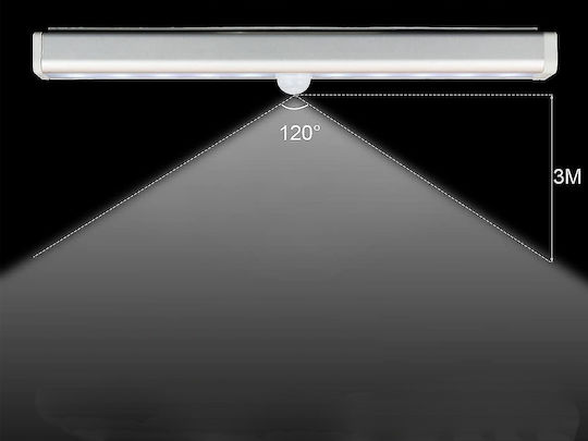 Lampă LED cu Senzor de Mișcare Amurg Lumină Rece Oprire Automată Montare Magnetică Adezivă Alimentată cu Baterii 19 x 3 x 1.5 cm