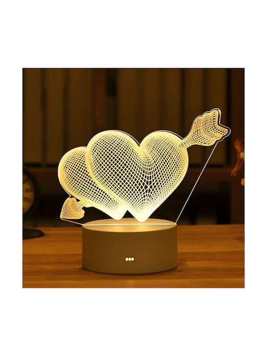 Lampă De Masă Led Rgb Iluzie 3D Noptieră Cupidon Inimi Alimentată Cu Baterie Usb 17 X 11.3 X 9.5 Cm